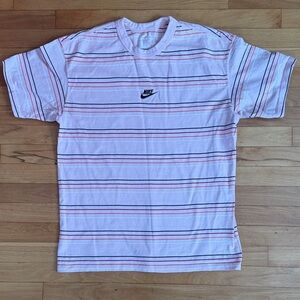 Nike Men's Pink and Black Striped Tee